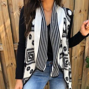 Wet Seal Black & White Cascading high low Cardigan